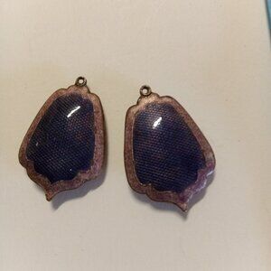 Vintage Purple & Lavender One Of A Kind, Cloisonne Tear Drop Earings